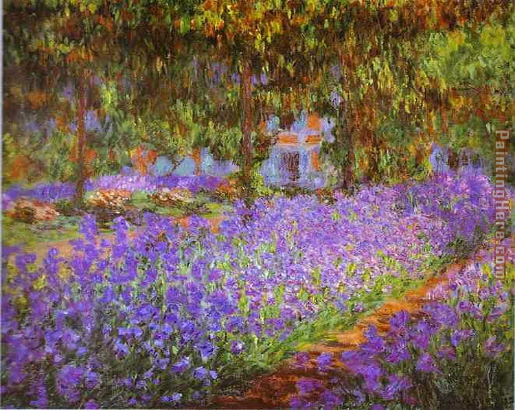 Claude Irises in Garden painting anysize 50 off